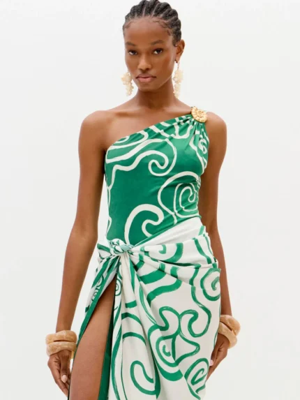 LENÇO ESTAMPADO VERDE E BRANCO LANÇA PERFUME