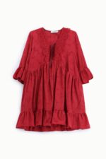 VESTIDO BORDÔ BORDADO COM GOLA EM RENDA PLEASE - Image 4