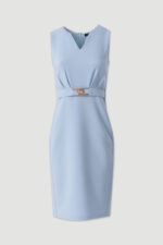 VESTIDO AZUL CINTADO COM DETALHE DOURADO FERRACHE - Image 4