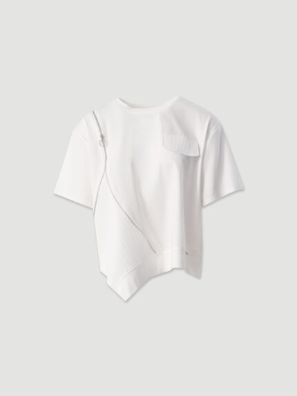T-SHIRT BRANCA COM FECHO ASSIMÉTRICO FERRACHE
