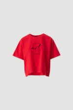 T-SHIRT VERMELHA COM BORDADO FERRACHE