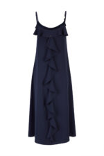 VESTIDO COMPRIDO AZUL MARINHO COM FOLHO NA COSTA SILVINA CAMPOS - Image 5