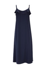VESTIDO COMPRIDO AZUL MARINHO COM FOLHO NA COSTA SILVINA CAMPOS