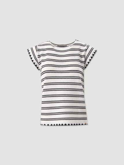 CAMISOLA BRANCA E PRETA ÀS RISCAS FERRACHE