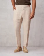 CALÇA DE LINHO BEGE COM FIVELA ZOLF