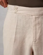 CALÇA DE LINHO BEGE COM FIVELA ZOLF - Image 2