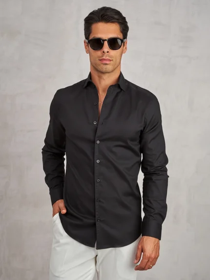 CAMISA PRETA GOLA ELEGANCE ZOLF