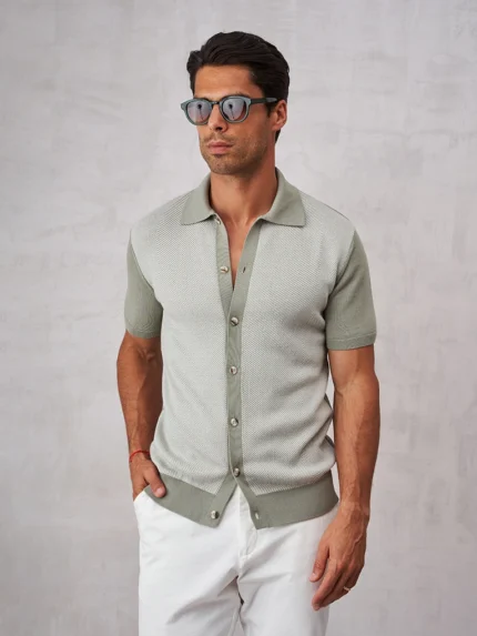 CAMISEIRO TRICOT ESTRUTURA ESPINHA VERDE SECO ZOLF