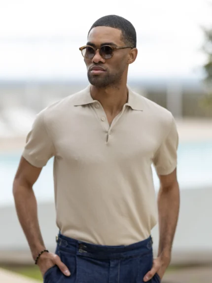 POLO TRICOT MALHA FINA AREIA ZOLF