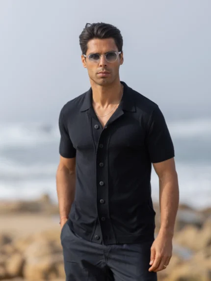CAMISEIRO TRICOT MALHA FINA PRETO ZOLF