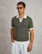 POLO TRICOT TEXTURA BICOLOR VERDE MILITAR ZOLF