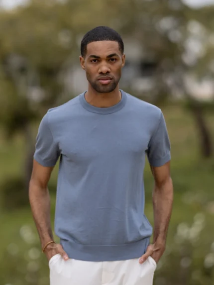 T-SHIRT TRICOT LISA AZUL CIANO ZOLF
