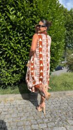 VESTIDO MIDI ESTAMPADO TERRACOTA PONTO CHIC - Image 3