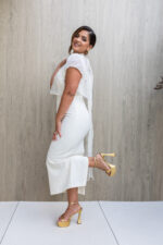 VESTIDO MIDI CRU COM SOBREPOSIÇÃO EM TULE BORDADO PONTO CHIC - Image 5