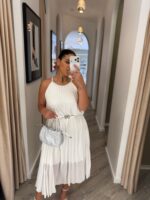 VESTIDO PLISSADO BRANCO PONTO CHIC - Image 3