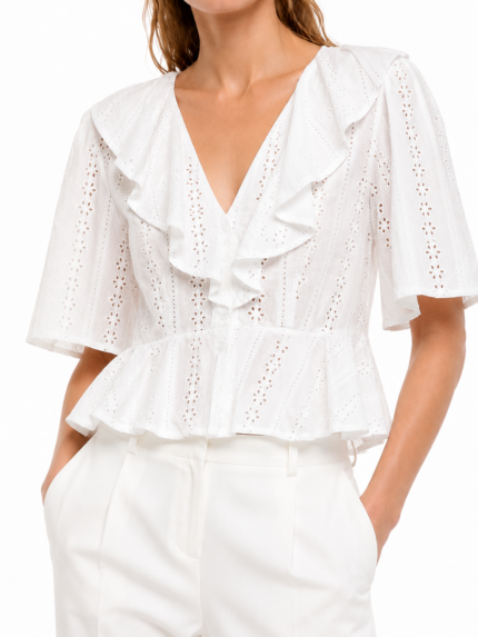 BLUSA BRANCA BORDADA DIXIE