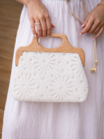 MALA EM CROCHET COM ESTRUTURA EM MADEIRA PONTO CHIC