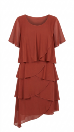 VESTIDO CURTO TERRACOTA COM FOLHOS PONTO CHIC - Image 2