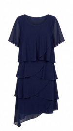 VESTIDO CURTO MARINHO COM FOLHOS PONTO CHIC - Image 2