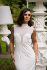 VESTIDO MIDI BRANCO COM TRANSPARÊNCIA NA PARTE SUPERIOR E LAÇO NAS COSTAS IMPERIAL - Image 2