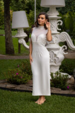 VESTIDO MIDI BRANCO COM TRANSPARÊNCIA NA PARTE SUPERIOR E LAÇO NAS COSTAS IMPERIAL - Image 3