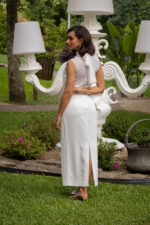 VESTIDO MIDI BRANCO COM TRANSPARÊNCIA NA PARTE SUPERIOR E LAÇO NAS COSTAS IMPERIAL - Image 5