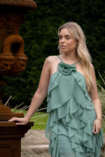 VESTIDO VERDE ÁGUA COM FOLHOS DIXIE - Image 2