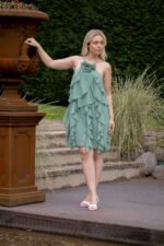 VESTIDO VERDE ÁGUA COM FOLHOS DIXIE - Image 3