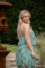 VESTIDO VERDE ÁGUA COM FOLHOS DIXIE - Image 5