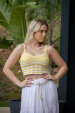 SAIA MIDI BRANCA COM CINTO EM CORDA PONTO CHIC - Image 2