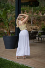 SAIA MIDI BRANCA COM CINTO EM CORDA PONTO CHIC - Image 3