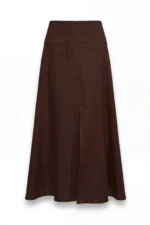 SAIA MIDI CASTANHA EM LINHO SAHOCO - Image 3