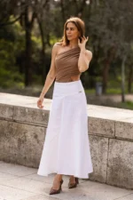SAIA MIDI EM LINHO BRANCO SAHOCO