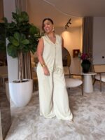 CONJUNTO VERDE FLUIDO COM COLETE E CALÇA PONTO CHIC - Image 2