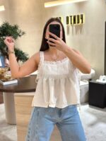 TOP CRU EFEITO LINHO COM BORDADO PONTO CHIC - Image 2