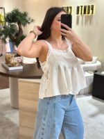 TOP CRU EFEITO LINHO COM BORDADO PONTO CHIC - Image 3