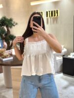 TOP CRU EFEITO LINHO COM BORDADO PONTO CHIC - Image 4