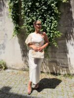 VESTIDO BEGE ASSIMÉTRICO EM LINHO PONTO CHIC - Image 2