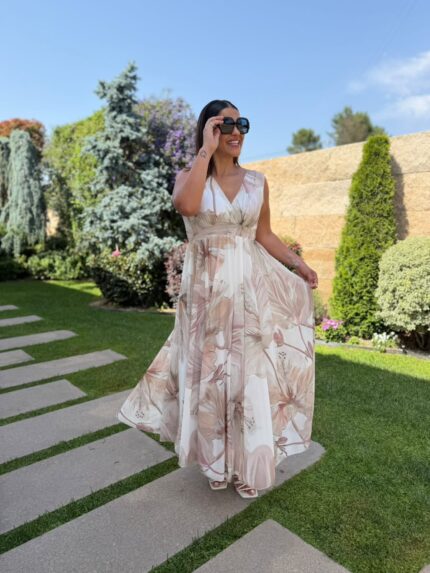VESTIDO MIDI ESTAMPADO FLORAL PONTO CHIC