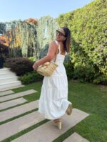 VESTIDO BRANCO EM LINHO COM FOLHO NAS ALÇAS PONTO CHIC - Image 3