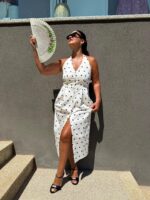 VESTIDO COMPRIDO BRANCO COM BOLAS DIXIE