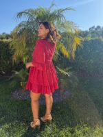VESTIDO BORDÔ BORDADO COM GOLA EM RENDA PLEASE - Image 3