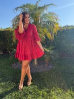 VESTIDO BORDÔ BORDADO COM GOLA EM RENDA PLEASE - Image 2