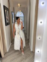 VESTIDO BRANCO COM BOLINHAS E CINTO DE CORDA PONTO CHIC - Image 2