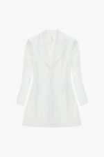 VESTIDO BLAZER BRANCO COM MANGAS EM TULE DRAPEADAS IMPERIAL - Image 3