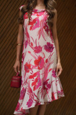 VESTIDO MIDI ESTAMPADO FLORAL COM DECOTE DRAPEADO SILVINA CAMPOS - Image 3