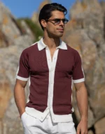 CAMISEIRO EM TRICOT BICOLOR BORGONHA ZOLF - Image 2