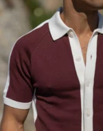 CAMISEIRO EM TRICOT BICOLOR BORGONHA ZOLF - Image 3