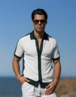 CAMISEIRO EM TRICOT BICOLOR BRANCO ZOLF