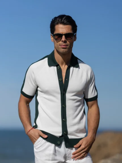 CAMISEIRO EM TRICOT BICOLOR BRANCO ZOLF